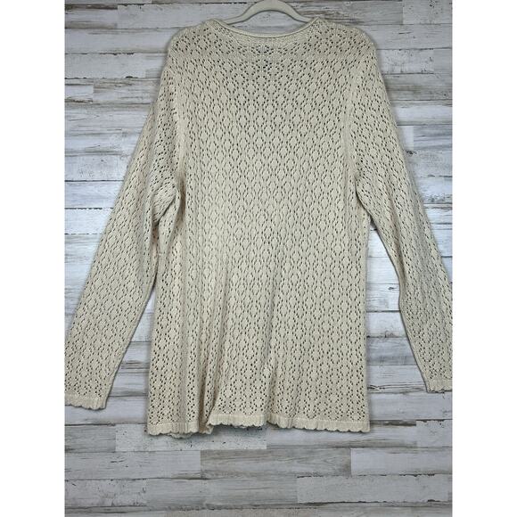 Lane Bryant Size 22/24 Beige Pullover Sweater Faux Wrap Open Textured Knit - Picture 3 of 7
